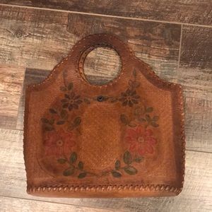 Vintage tooled brown Leather handbag🌵✌🏼🌸